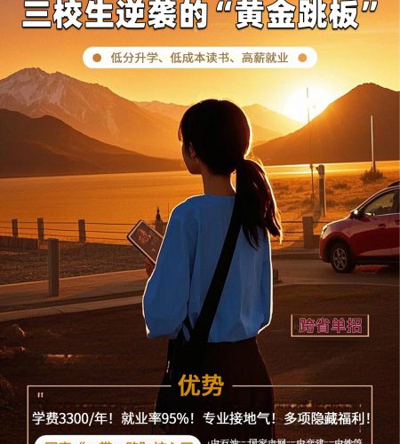 「升学规划」低分升学、低成本读书、高薪就业——三校生逆袭的“黄金跳板”就在眼前！